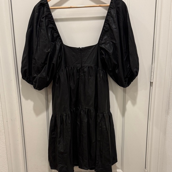 Amanda Uprichard Black Mini Dress with Puff Sleeves - Picture 9 of 11